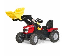 Vaikiškas minamas traktorius su kaušu ir pripučiamais ratais - vaikams nuo 3 iki 8 m. | rollyFarmtrac MF | Rolly Toys 611140